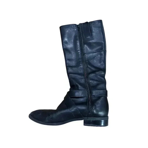 Nine West Women's‎ Black Leather Riding Boots Size 6M Knee High Zip - Picture 6 of 7